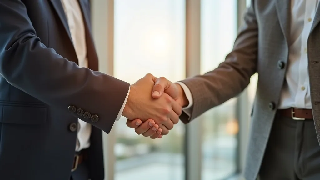 Business handshake in a modern office